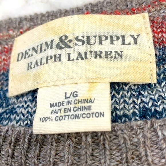DENIM & SUPPLY  RALPH LAUREN 100%COTTON AZTEC CREW-NECK LONG SLEEVE SWEATER - Picture 3 of 6